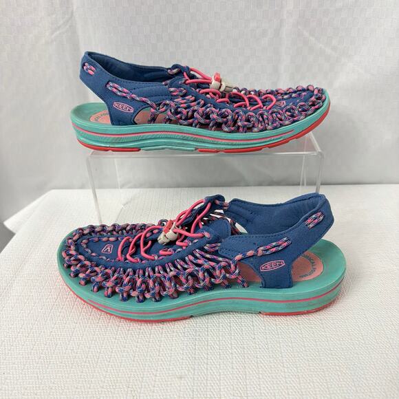 Keen Sandals Womens Size 7.5 Uneek Water Shoes Bungee Cord Slip On Blue Pink - Picture 9 of 11
